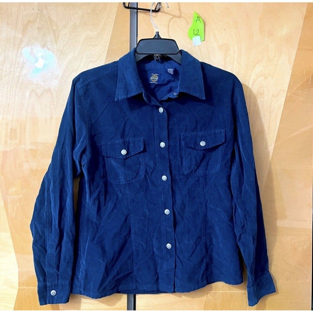 GAP Women Button Up Shirt M Medium Dark Blue Cotton Denim Basics Collared